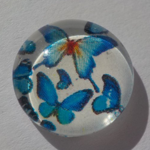 Cabochon de verre, image de papillons bleus,14 m,