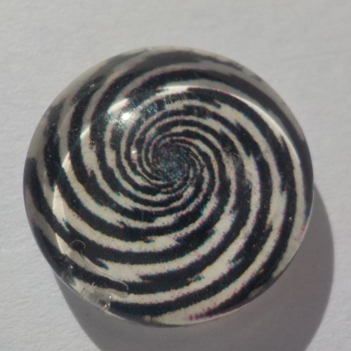 Cabochon de verre, image de spirale, noir, blanc,14 m,