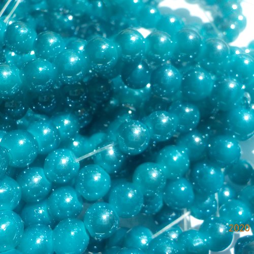 Perle bleu canard, 7 mm