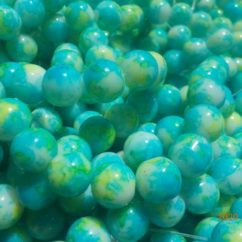 Perle bleues turquoises, vertes 8 mm