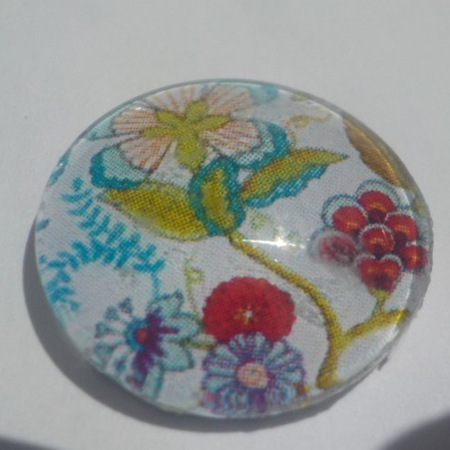 Cabochon avec son image de fleurs, multicolore, en verre, rond, 18 mm