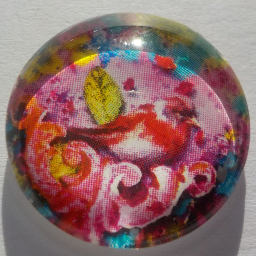 Cabochon en verre, oiseaux, rond, en 20 mm,