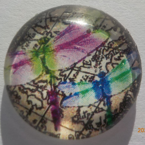 Cabochon en verre, libellules, rond, en 20 mm,