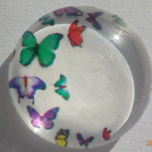 Cabochon en verre, envolé de papillons, multicolore, rond, en 20 mm,