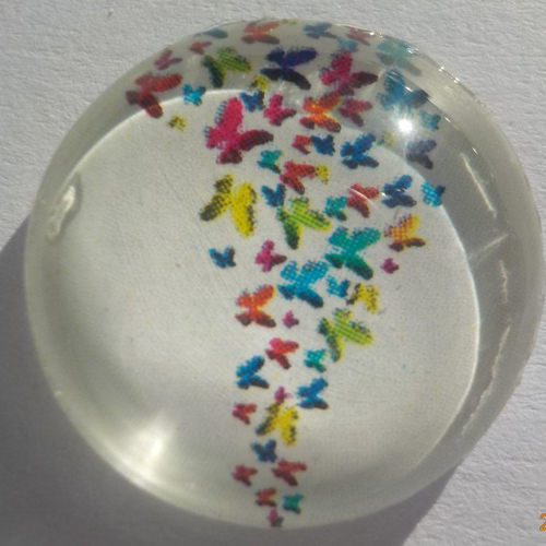 Cabochon en verre, envolé de papillons, multicolore, rond, en 20 mm,