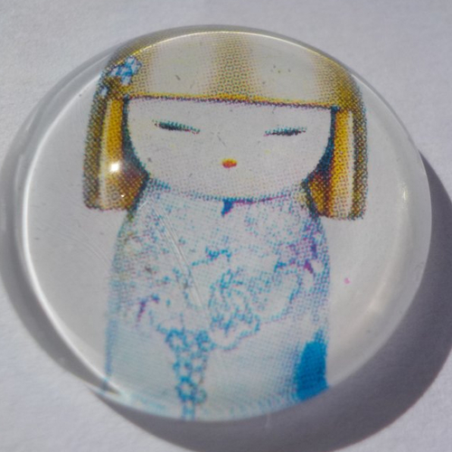 Cabochon avec son image de poupée chinoise, multicolore, en verre, rond, 20 mm