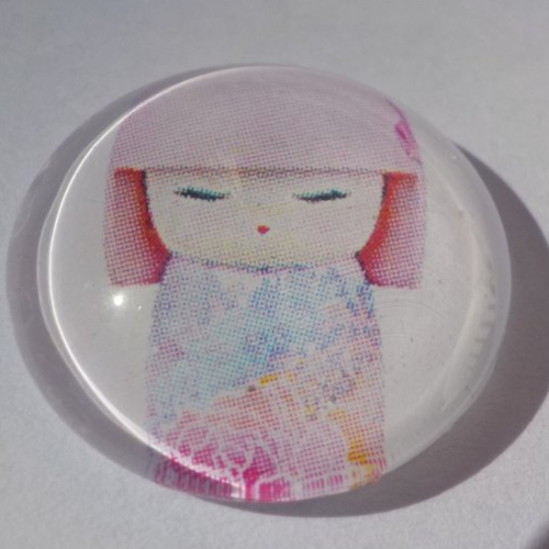 Cabochon avec son image de poupée chinoise, multicolore, en verre, rond, 20 mm