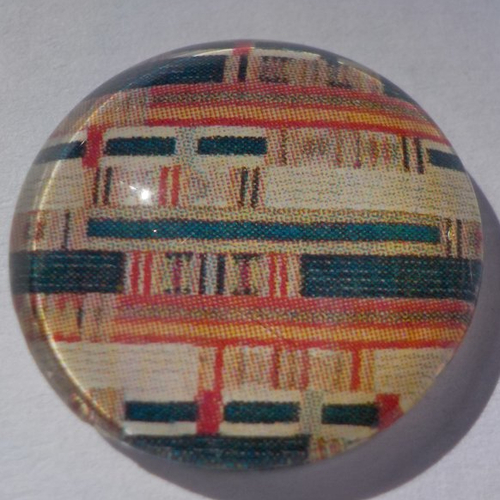 Cabochon avec son image géométrique, multicolore, en verre, rond, 20 mm