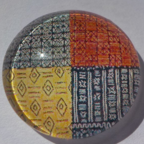 Cabochon avec son image géométrique, multicolore, en verre, rond, 20 mm