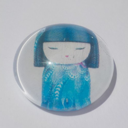 Cabochon avec son image de poupée chinoise, multicolore, en verre, rond, 20 mm