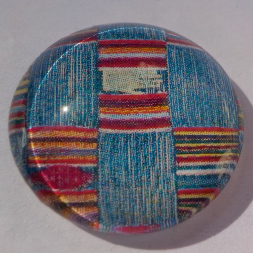 Cabochon avec son image géométrique, multicolore, en verre, rond, 20 mm