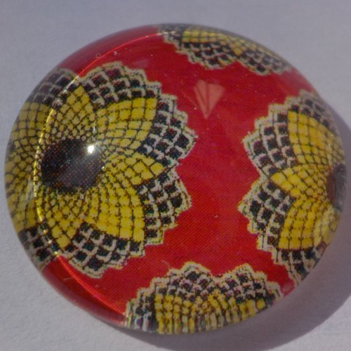 Cabochon avec son image géométrique, multicolore, en verre, rond, 20 mm
