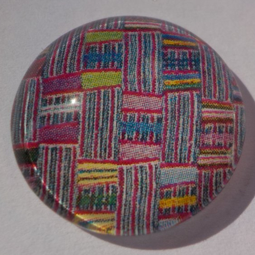 Cabochon avec son image géométrique, multicolore, en verre, rond, 20 mm
