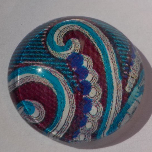 Cabochon avec son image géométrique, multicolore, en verre, rond, 20 mm
