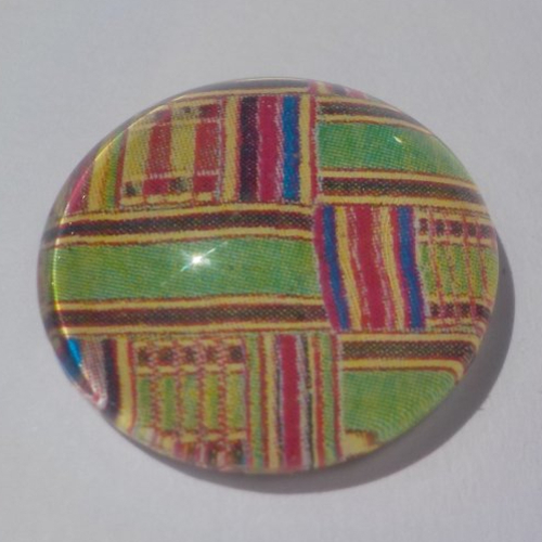 Cabochon avec son image géométrique, multicolore, en verre, rond, 20 mm, vert, rouge,