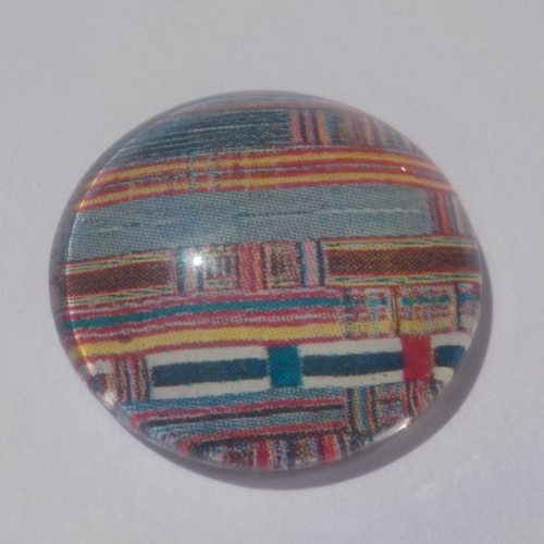 Cabochon avec son image géométrique, multicolore, en verre, rond, 20 mm