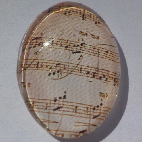 Cabochon de verre musique, ovale, 13x18 mm