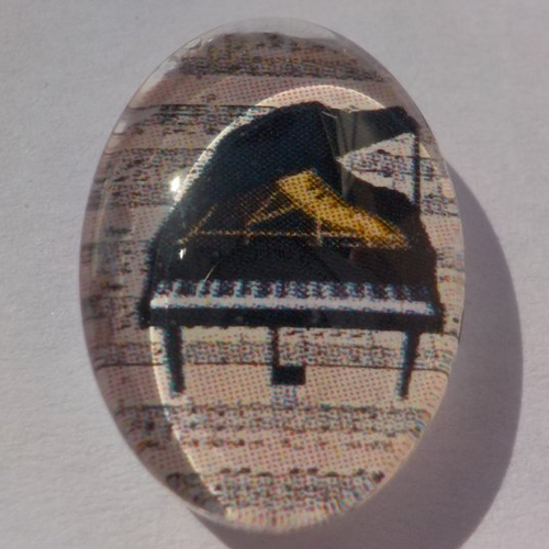 Cabochon de verre piano, ovale, 13x18 mm, noir, blanc, beige