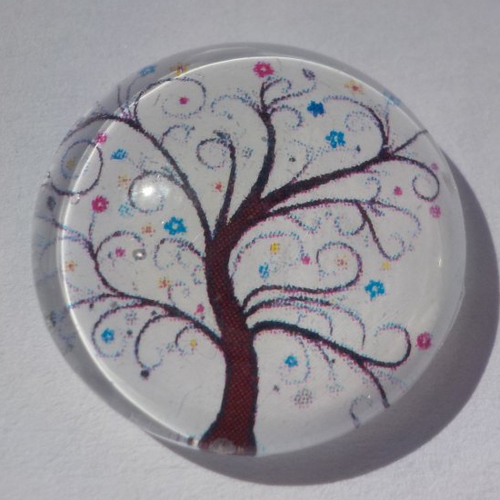 Cabochon, arbre de vie multicolore, 25 mm