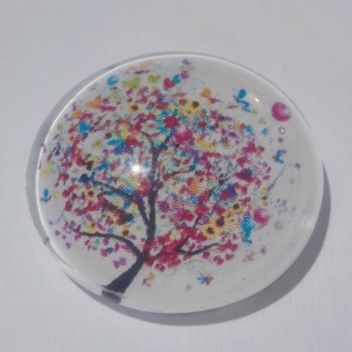 Cabochon, arbre de vie multicolore, 25 mm