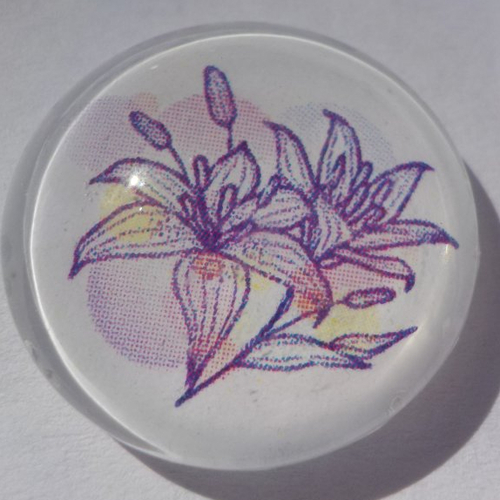 Cabochon, fleur, violette, 25 mm, blanc,