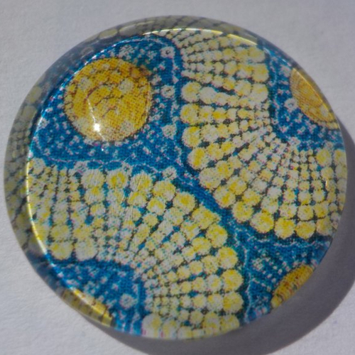 Cabochon, géométrique, 25 mm, bleu, jaune,