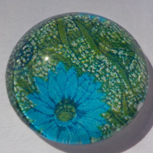 Cabochon, géométrique, 25 mm, bleu, vert,