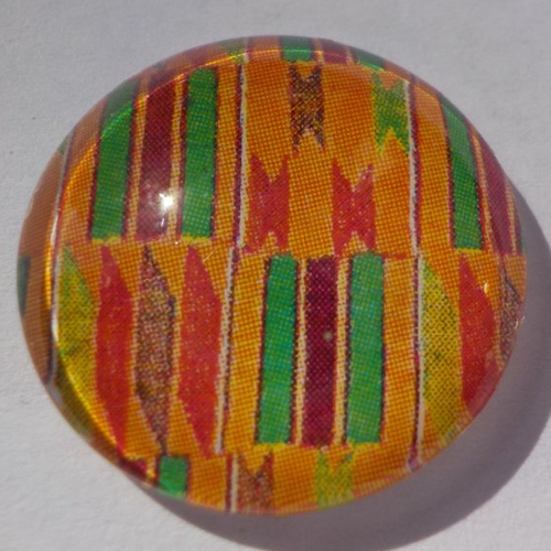 Cabochon, géométrique, 25 mm, rouge, orange,