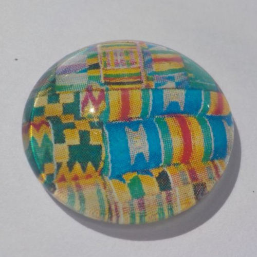 Cabochon, géométrique, 20 mm, multicolore, jaune, bleu, rouge,