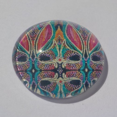 Cabochon, géométrique, imprimé afrique, multicolore, 20 mm,