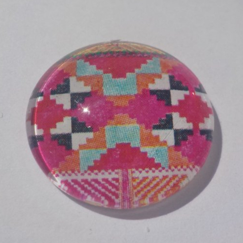 Cabochon, géométrique, imprimé afrique, multicolore, 20 mm,