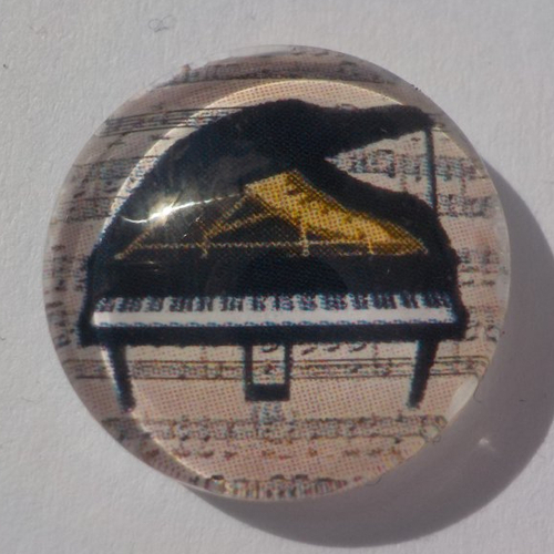 Cabochon/18 mm/confection bijoux/verre/piano/noir/beige/musique