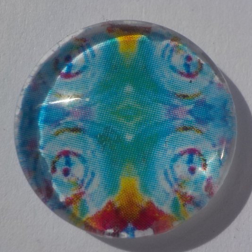Cabochon/18 mm/confection bijoux/verre/mandala/multicolore