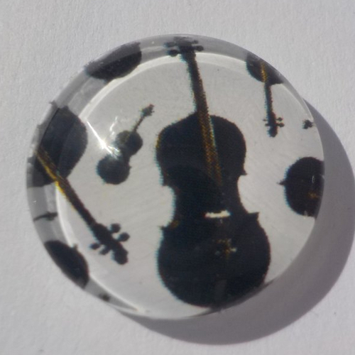 Cabochon musique/18 mm/confection bijoux/verre/noir/blanc