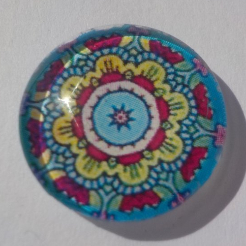 Cabochon mandala/18 mm/confection bijoux/verre/mandala/multicolore