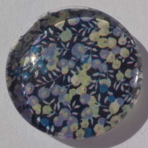 Cabochon liberty/18 mm/confection bijoux/verre/bleu/vert