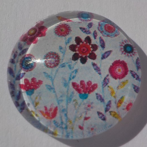 Cabochon fleurs/18 mm/confection bijoux/verre/multicolore
