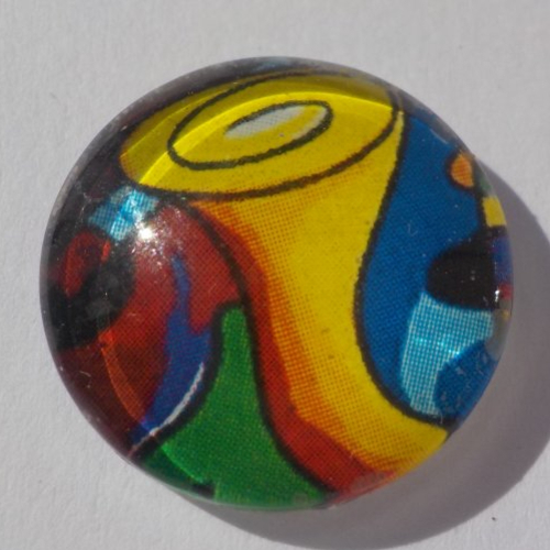 Cabochon multicolore/18 mm/confection bijoux/verre/musique