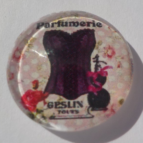 Cabochon buste/18 mm/confection bijoux/verre/rose/blanc