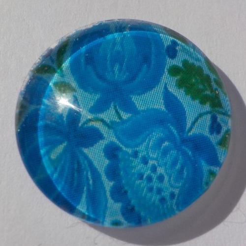 Cabochon fleurs bleu/18 mm/confection bijoux/verre