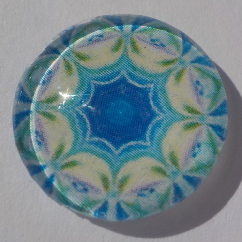 Cabochon mandala/18 mm/confection bijoux/verre/multicolore