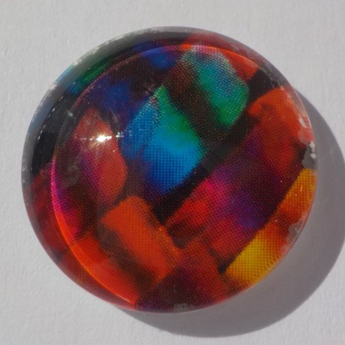 Cabochon/18 mm/confection bijoux/verre/multicolore/rouge/jaune/bleu/vert