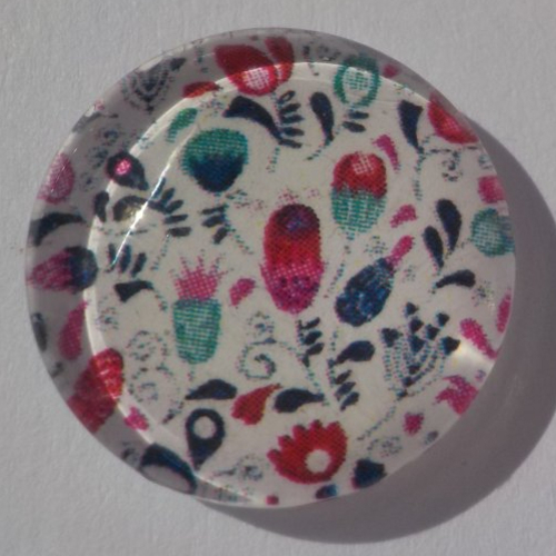 Cabochon fleurs/18 mm/confection bijoux/verre/multicolore