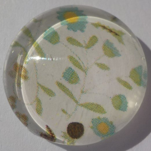 Cabochon fleurs/18 mm/confection bijoux/verre/vert