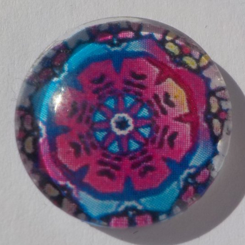 Cabochon mandala/18 mm/confection bijoux/verre/multicolore