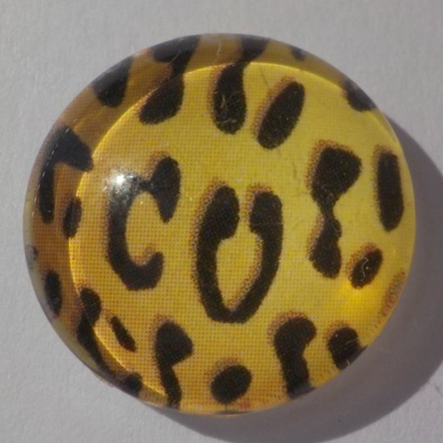 Cabochon léopard/18 mm/confection bijoux/verre/noir/blanc