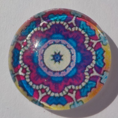 Cabochon mandala/18 mm/confection bijoux/verre/multicolore