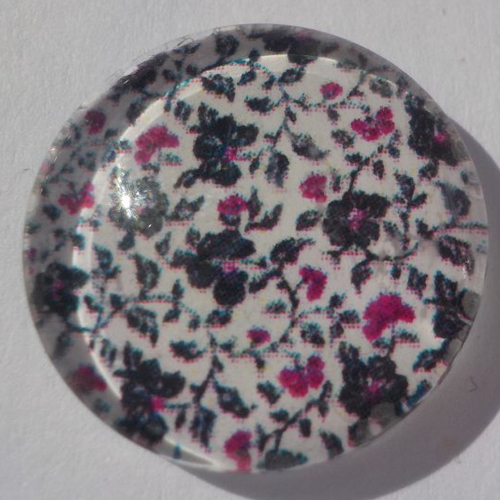 Cabochon liberty/18 mm/confection bijoux/verre/multicolore/gris/rose