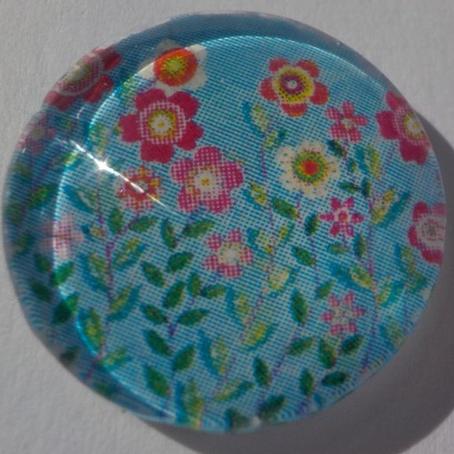 Cabochon fleur/18 mm/confection bijoux/verre/multicolore