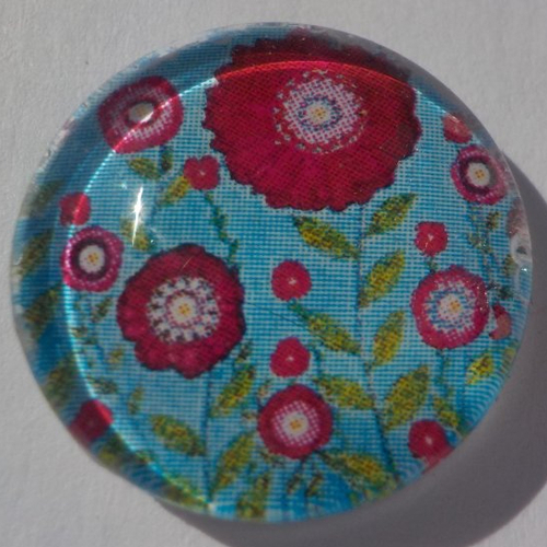 Cabochon fleurs/18 mm/confection bijoux/verre/multicolore/ turquoise/fuchsia/mercerie bijoux/